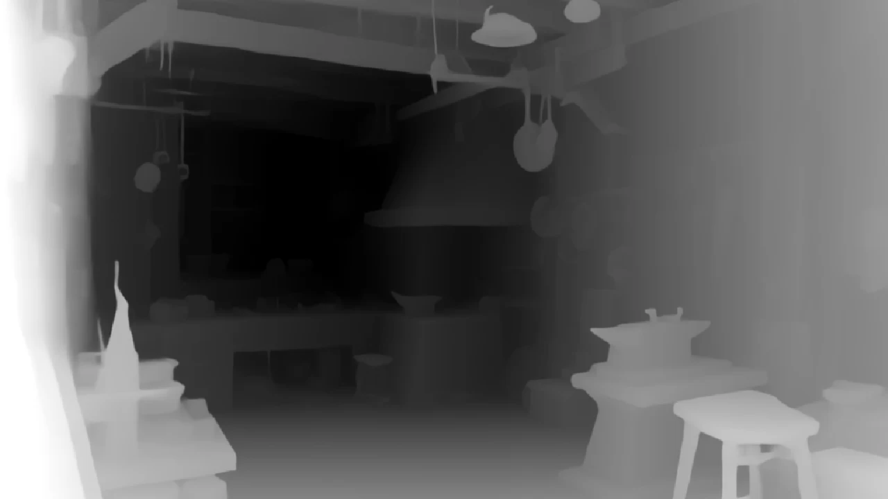 Depth of the workshop, with the foreground brighter than the back wall